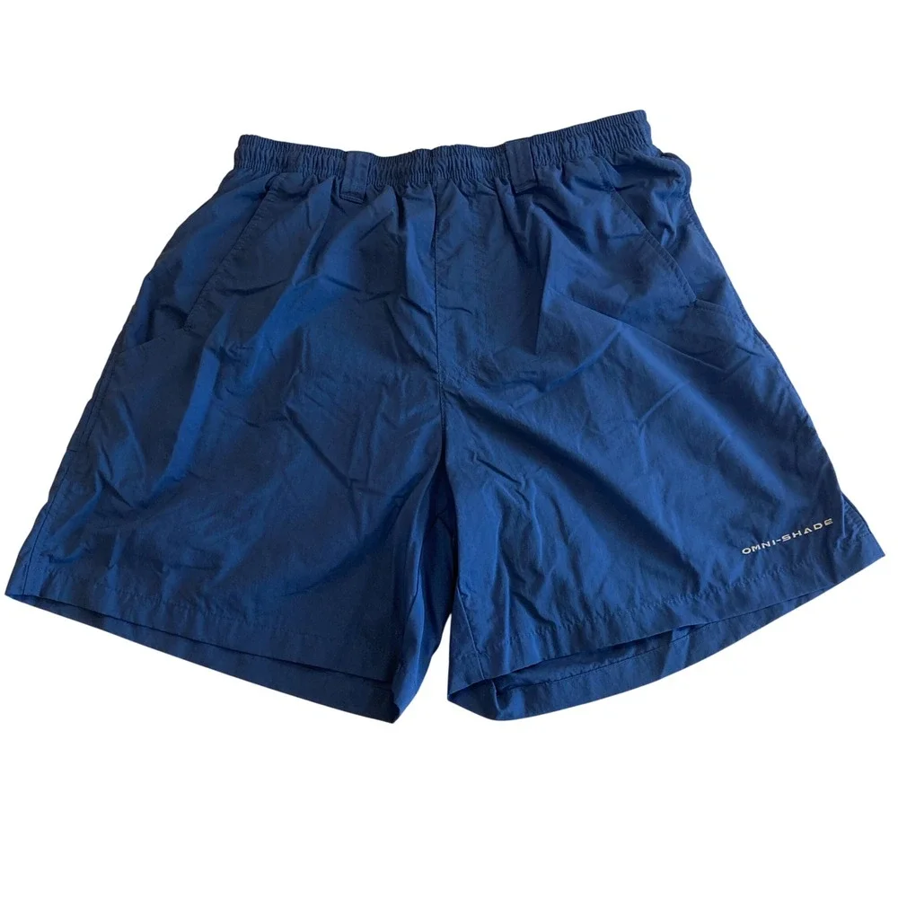 Columbia PFG Shorts Mens Small Navy Blue Fishing Omni-Shade FM4009 6
